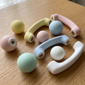 Pastel Ceramic Cabinet Knobs and Pulls, Macaron Round Drawer Handles, 3.78 Inch Kids Room Wardrobe Hardware, Pink Blue, Green, Yellow, White