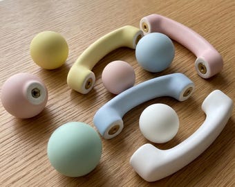 Pastelkleurige keramische kastknoppen en -grepen, macaronkleurige afwerking, kinderkamerbeslag (greep van 9,6 cm)