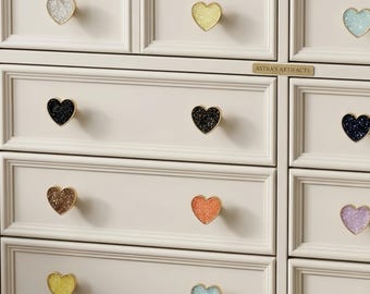 Hartvormige kristallen kastknop, ladeknop van zinklegering, glinsterende accessoires voor de babykamer