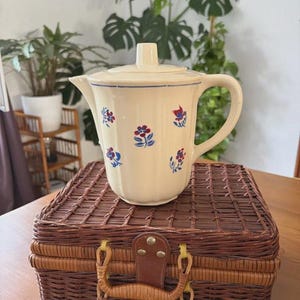 Vintage K&G Lunéville Irène Model Coffee Pot, French Earthenware, French Pottery Coffee Pot, Keller Guérin, Retro Kitchen Decor, Country Chic