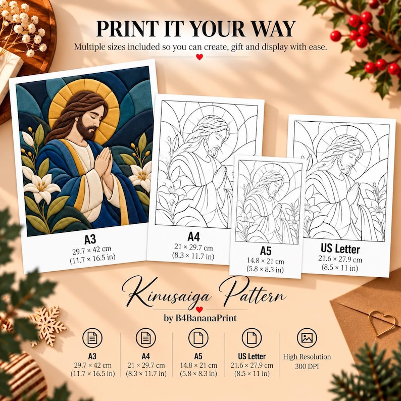 Praying Jesus Kinusaiga Pattern PDF, Christian Fabric Art, Jesus Prayer ...