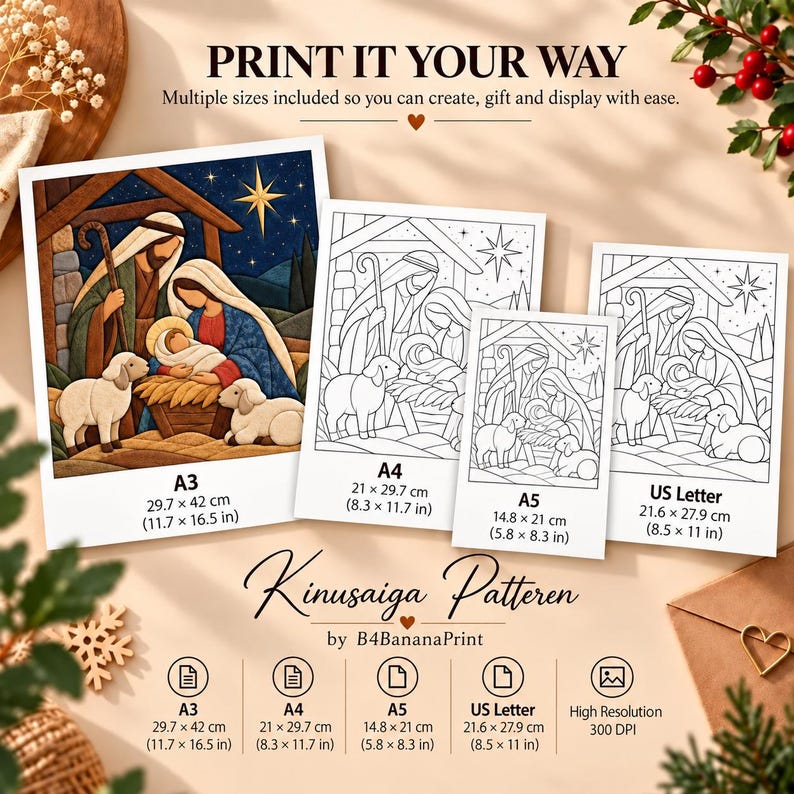 Simple Nativity Pattern Nativity Kinusaiga Pattern PDF, Holy Family No Sew Fabric Art, Baby ...