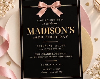 18th birthday Invitation | Eighteenth Birthday Party Invite | Finally 18 Celebration!! | Editable Canva Birthday Template | Digital Download
