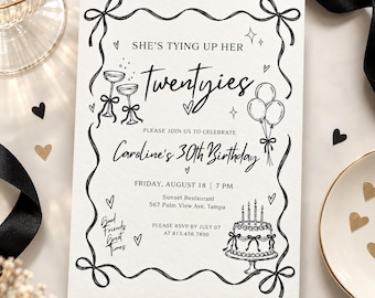 Editable 30th Birthday Invitation | 30th Birthday Party Invite | Thirty Birthday Celebration | Canva Birthday Template | Digital Download