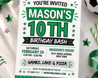 Boys 10th Birthday Invite | Boy Tenth Birthday Party Invitation | Double Digit Birthday | Editable Canva Template | Digital Download