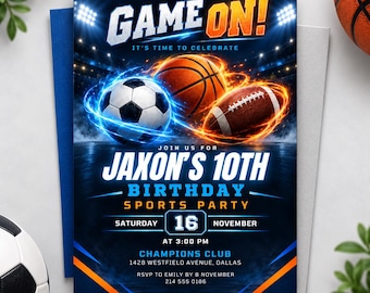 All sports Birthday Invitation | Multi Sports Birthday Party Invite | Sports Fan Party | Editable Canva Birthday Template | Digital Download