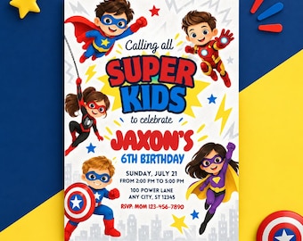 Super Hero Birthday Invitation | Superhero Birthday Party Invite | Comic Hero Party | Editable Canva Birthday Template | Digital Download