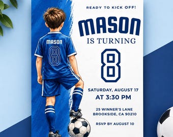 Soccer Birthday Invitation | Football Birthday Party Invite | Soccer Party Invitation | Editable Canva Birthday Template | Digital Download