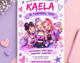 Kpop Demon Hunters Birthday Invitation | Kpop Birthday Party Invite | Demon Hunter Party | Editable Canva Template | Digital Download