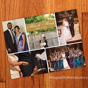 Wedding Thank You Card With Photo Collage Design - Double Sided ...