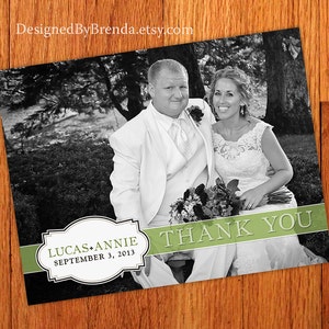 Wedding Thank You Postcards with image on back Banner and Name Plaque can be ANY color Simply Vintage Free Shipping Worldwide image 1