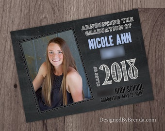 photo graduation announcement postcard with picture on back etsy