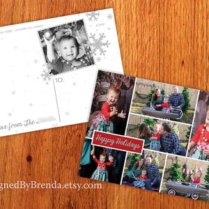 Holiday Christmas Photo Cards or Postcards Multiple Photo Collage Classic Modern Design Free Shipping Purple can be any color image 2