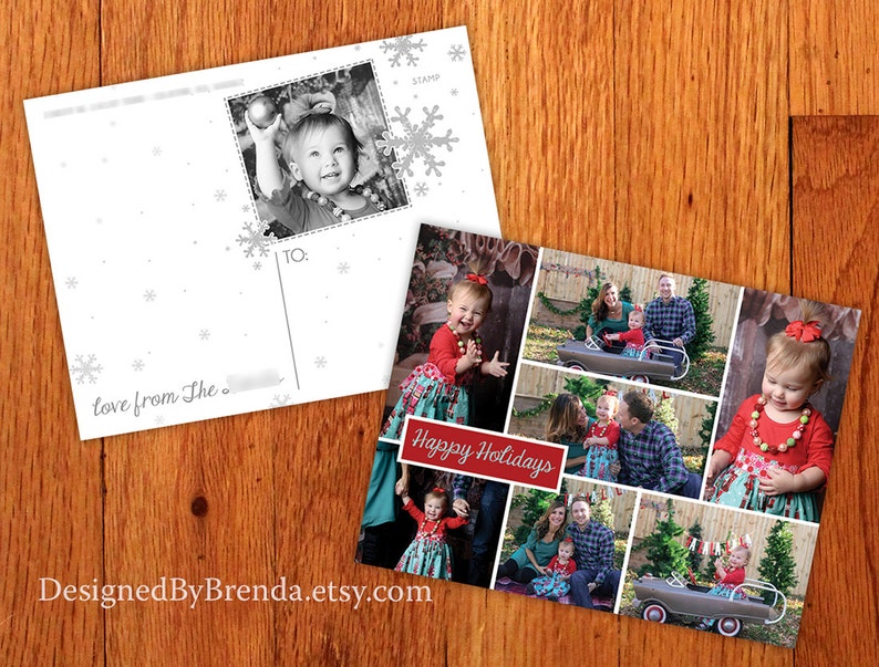 Holiday Christmas Photo Cards or Postcards Multiple Photo Collage Classic Modern Design Free Shipping Purple can be any color image 2