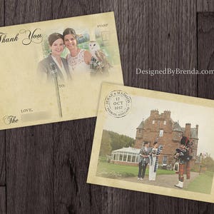 Vintage Wedding Thank You Postcards With Postmark & Photo ...