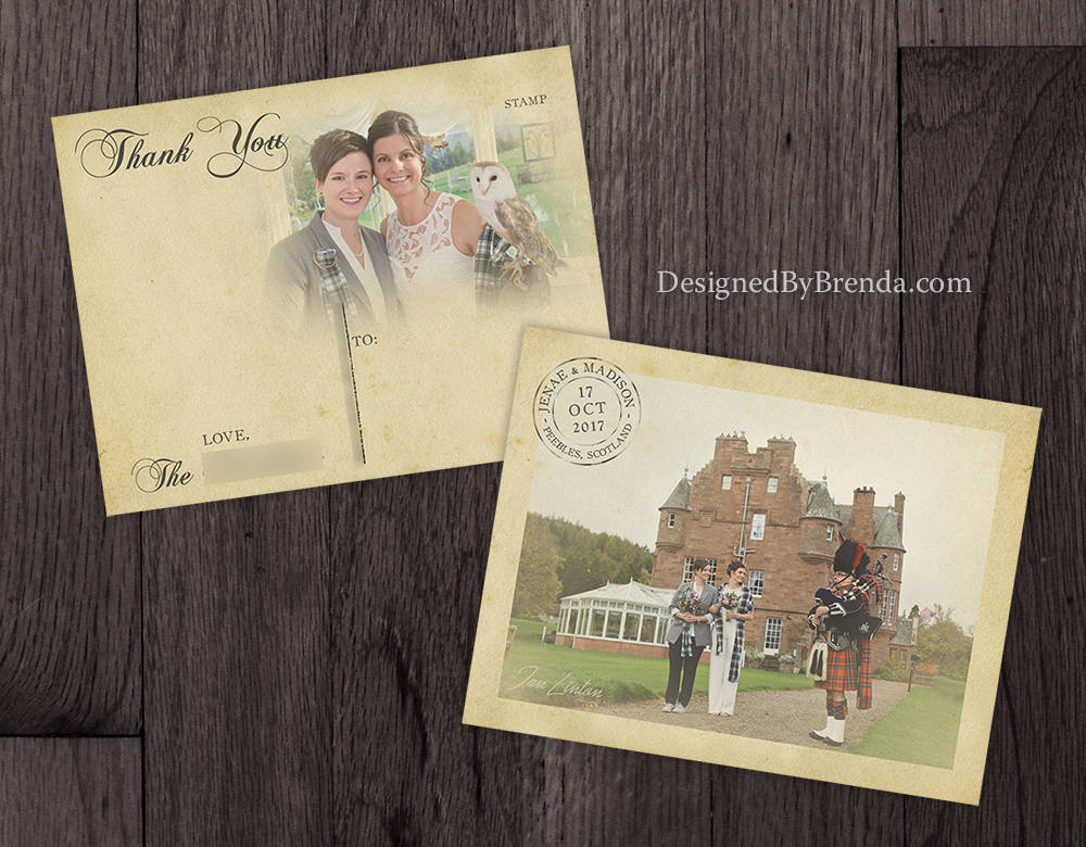 Vintage Wedding Thank You Postcards