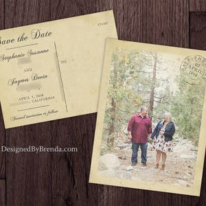 Vintage Save the Date Postcards with Postmark - Printed on 100 lb. Recycled Matte Card Stock - Free Shipping - Rustic Looking Photo Card bild 7