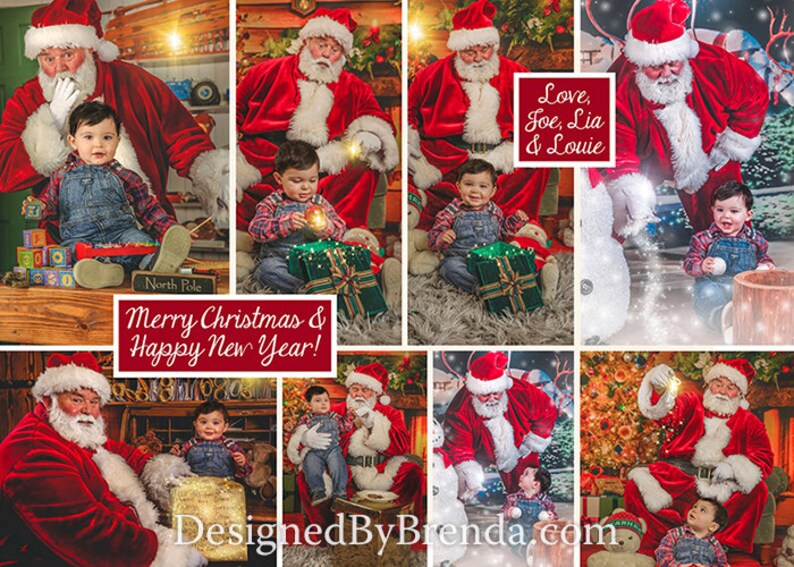 Holiday Christmas Photo Cards or Postcards Multiple Photo Collage Classic Modern Design Free Shipping Purple can be any color image 6