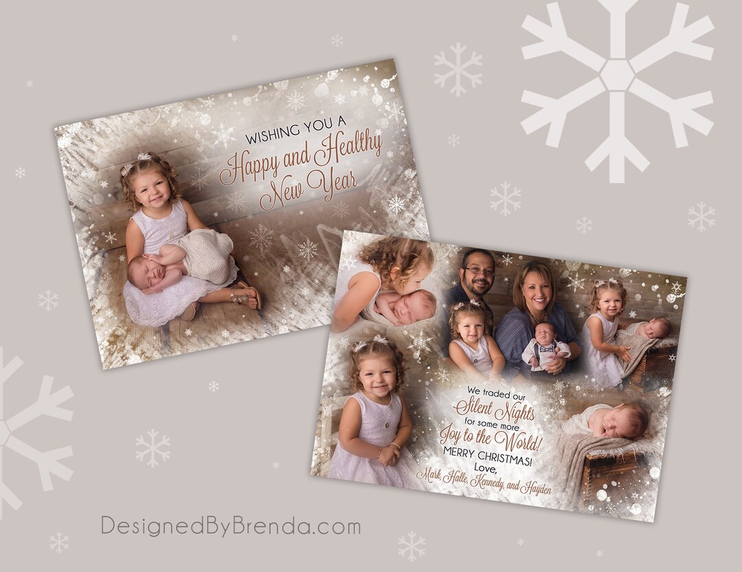 Unique Christmas Card With Custom Blended Photo Collage and Beautiful
