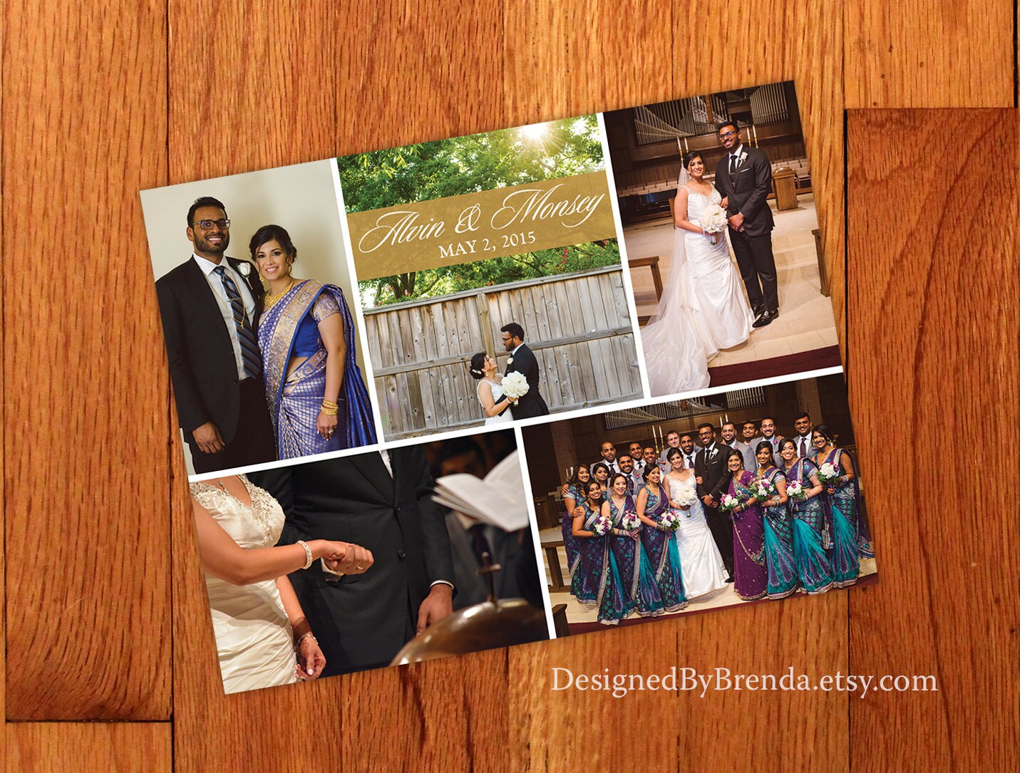 Wedding Thank You Card With Photo Collage Design - Double Sided ...