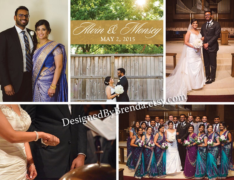 Wedding Thank You Card With Photo Collage Design - Double Sided ...