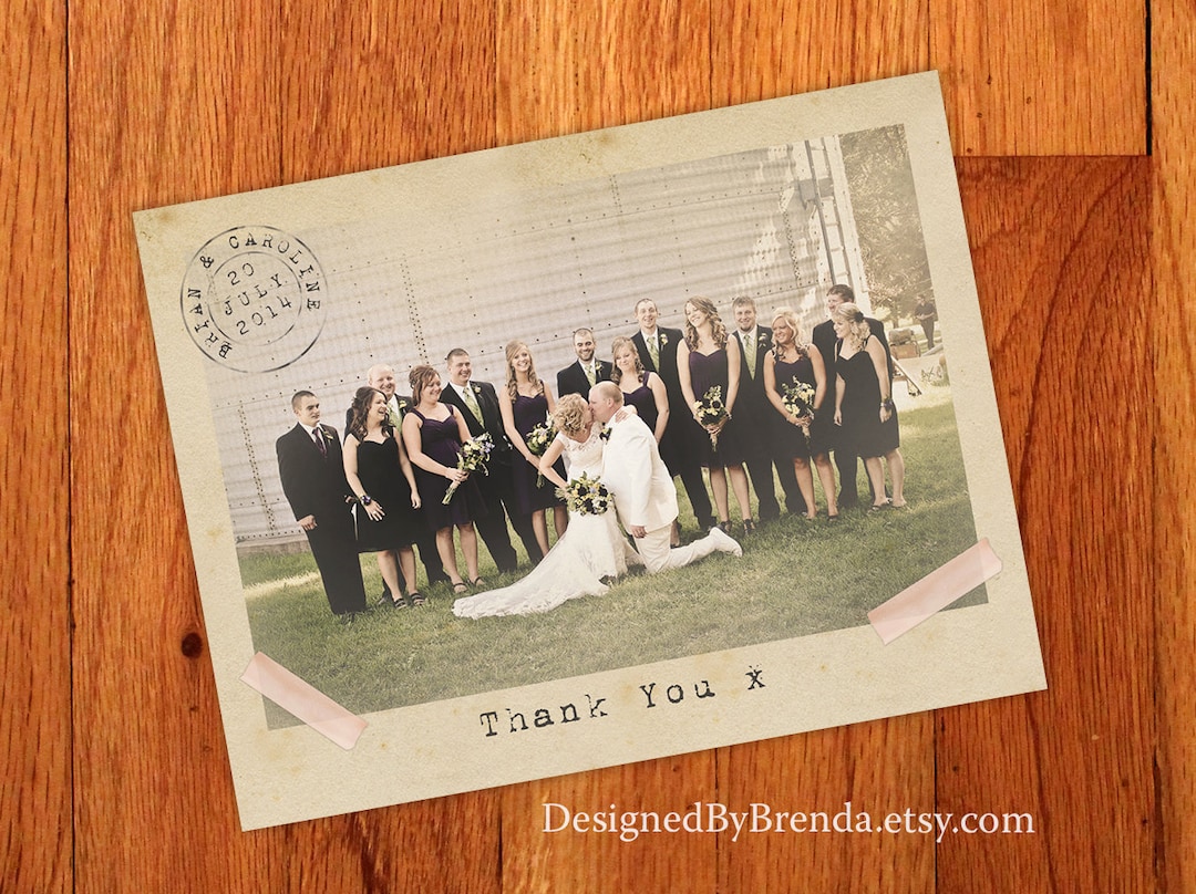 Vintage Wedding Thank You Postcards With Postmark - Typewriter Font ...
