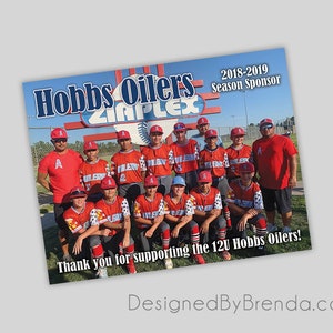 Sports Team Photo Magnet - Sponsor Thank You Gift - Promotional Item - FREE SHIPPING in US - Hockey, Baseball, Basketball, Football, Golf