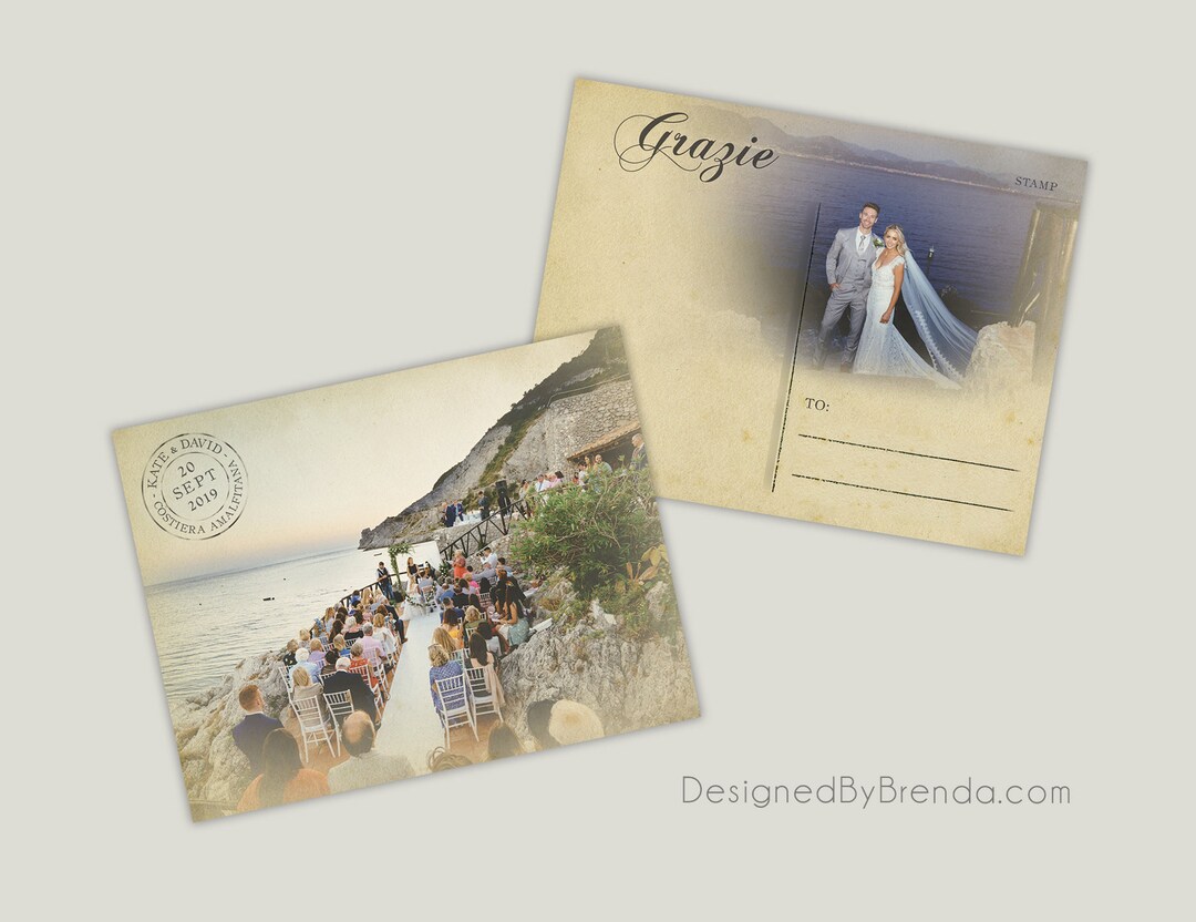 Rustic Vintage Wedding Thank You Card With Photos on Both Sides - Can ...