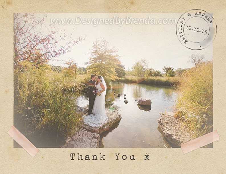 Vintage Wedding Thank You Postcards With Postmark - Typewriter Font ...