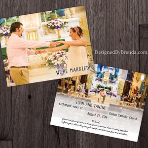 Just Married Wedding Announcements Double Sided Any Colors Photo on both sides Pefect for Destination Wedding or Elopement image 9