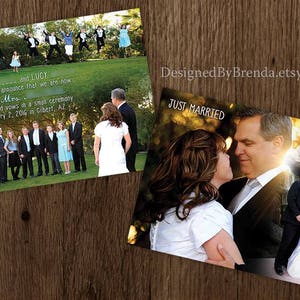 Just Married Wedding Announcements Double Sided Any Colors Photo on both sides Pefect for Destination Wedding or Elopement image 7