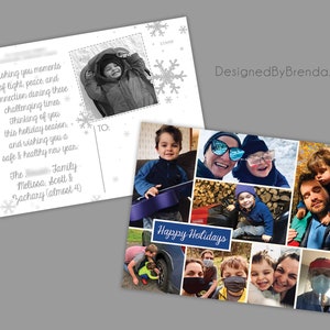 Holiday Christmas Photo Cards or Postcards Multiple Photo Collage Classic Modern Design Free Shipping Purple can be any color image 1