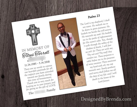 religious memorial card w photo cross funeral thank you etsy bereavement thank you