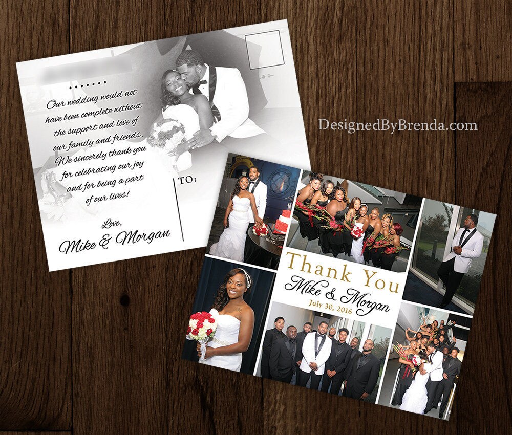 Wedding Thank You Postcards With Image on Back - Simple, Modern & Chic ...
