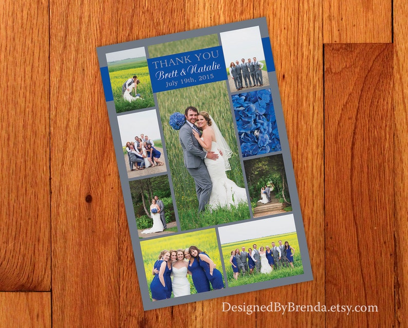 Large Vertical Wedding Thank You Postcard With Many Photos Etsy