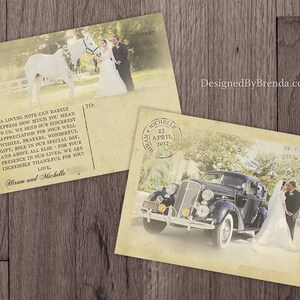 Vintage Wedding Thank You Postcards with Postmark & Photo Personalized Rustic Card Recycled Cardstock Matte Finish Custom Designed image 10