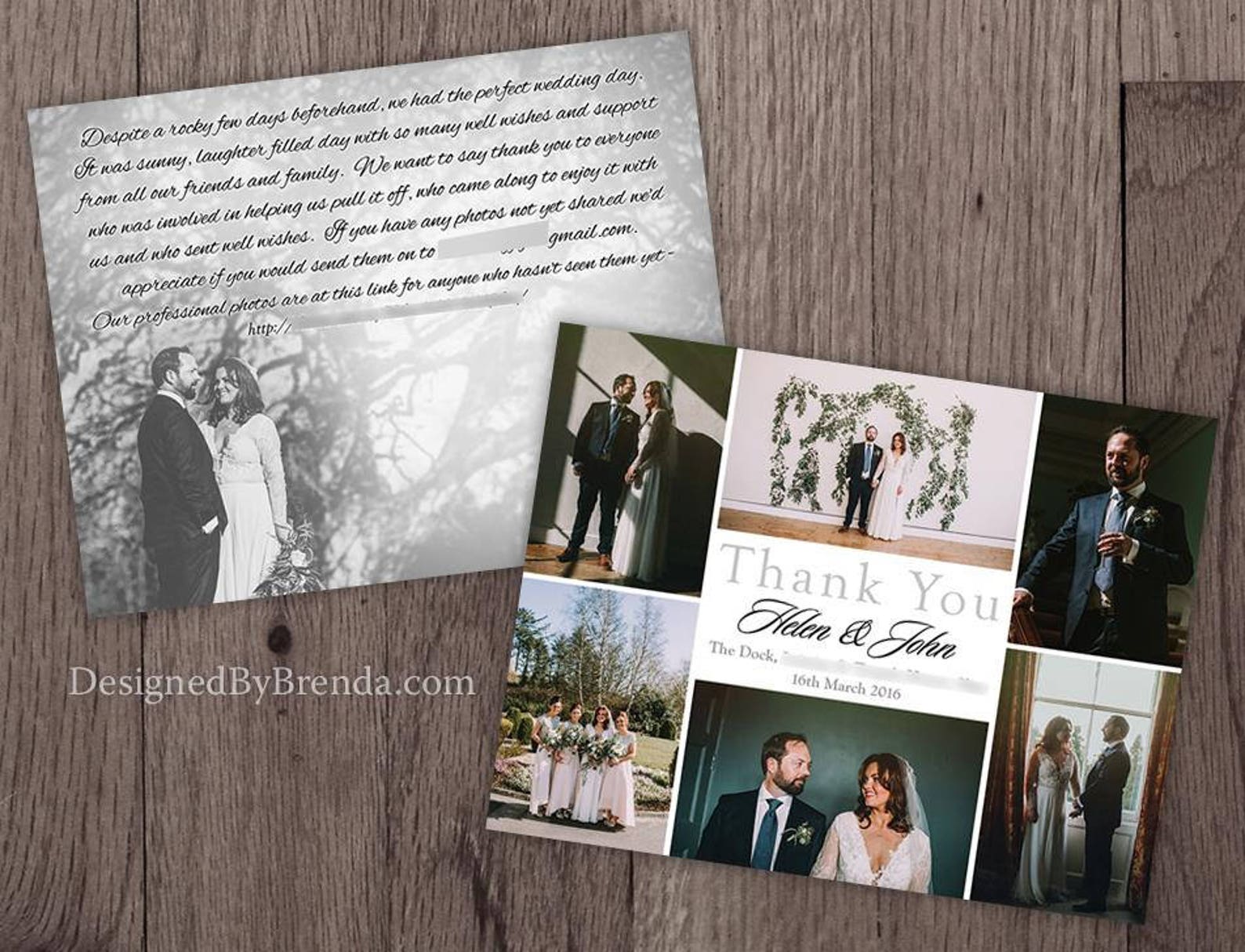 Wedding Thank You Postcards With Image on Back - Simple, Modern & Chic ...
