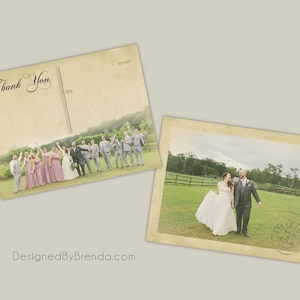 Vintage Wedding Thank You Postcards With Postmark & Photo ...