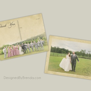 Vintage Wedding Thank You Postcards with Postmark & Photo Personalized Rustic Card Recycled Cardstock Matte Finish Custom Designed image 9