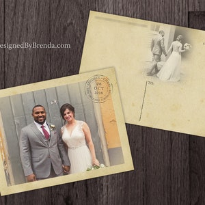 Vintage Wedding Thank You Postcards with Postmark & Photo Personalized Rustic Card Recycled Cardstock Matte Finish Custom Designed image 5