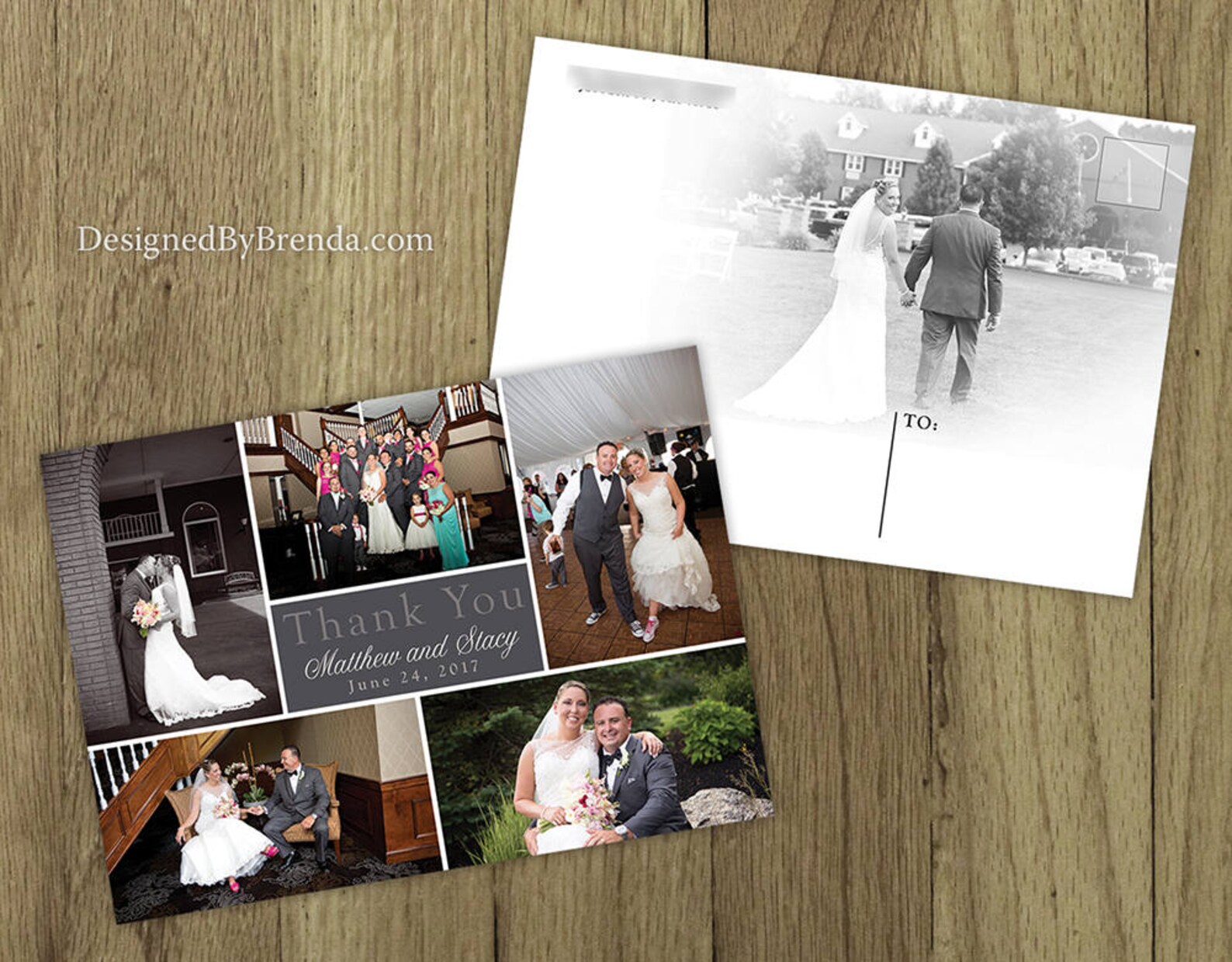 Wedding Thank You Postcards With Image on Back - Simple & Modern, With ...