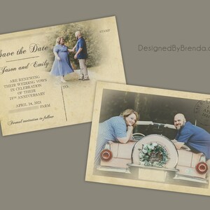 Vintage Save the Date Postcards with Postmark - Printed on 100 lb. Recycled Matte Card Stock - Free Shipping - Rustic Looking Photo Card bild 3