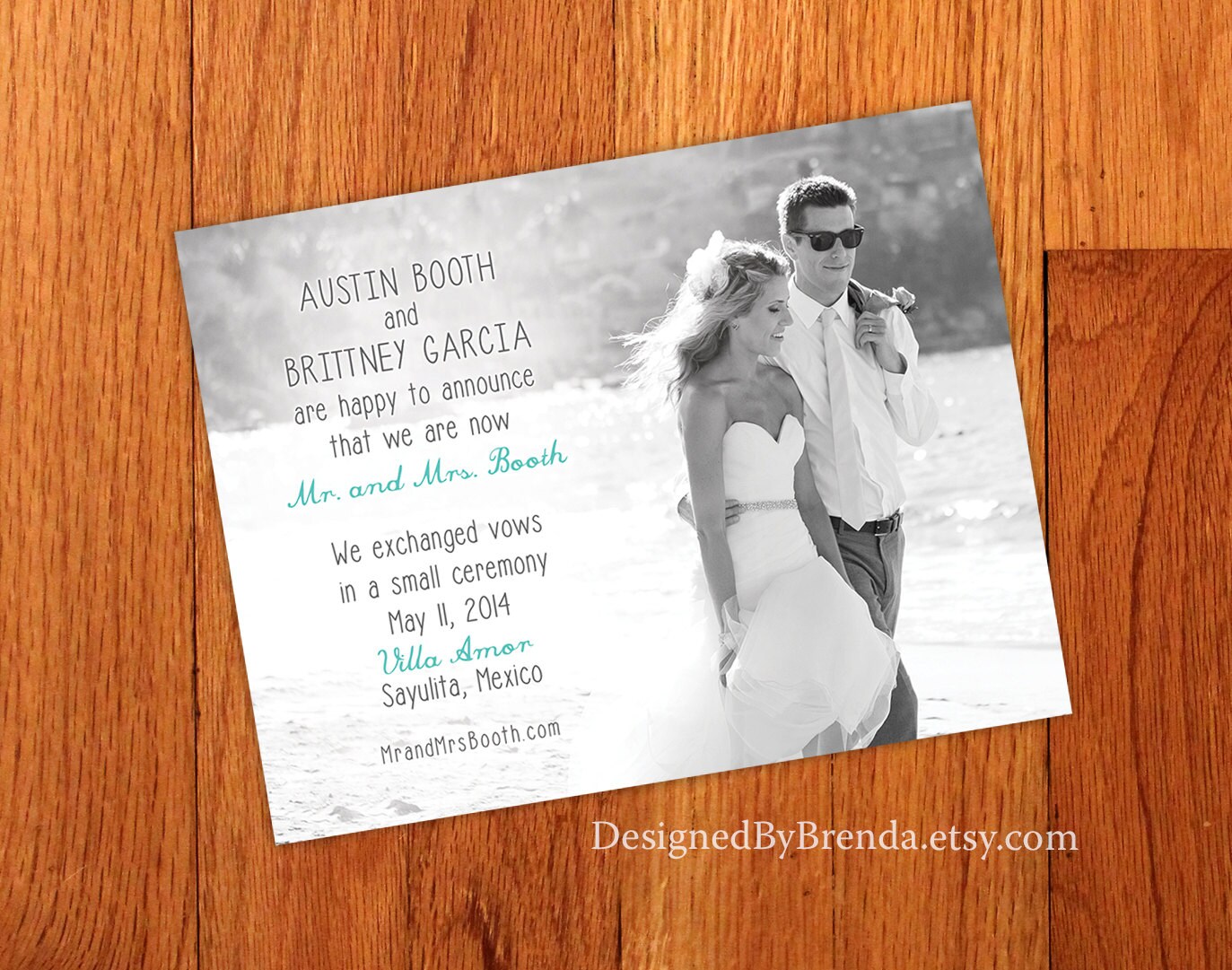 Just Married Wedding Announcements Double Sided Any Colors Etsy