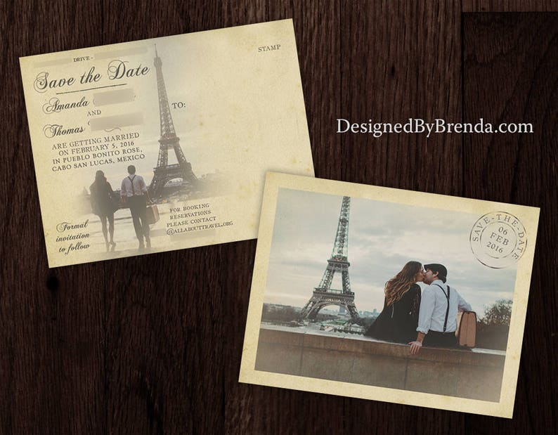 Vintage Save the Date Postcards with Postmark - Printed on 100 lb. Recycled Matte Card Stock - Free Shipping - Rustic Looking Photo Card bild 10