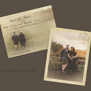 Vintage Save the Date Postcards with Postmark - Printed on 100 lb. Recycled Matte Card Stock - Free Shipping - Rustic Looking Photo Card bild 4