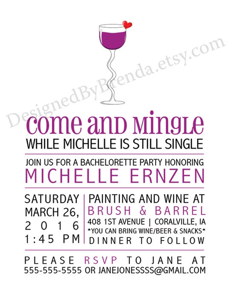 Bachelorette Party Invitation or Bridal Shower Invite With Etsy