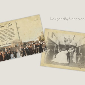 Vintage Wedding Thank You Postcards With Postmark & Photo ...