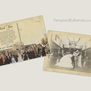 Vintage Wedding Thank You Postcards with Postmark & Photo Personalized Rustic Card Recycled Cardstock Matte Finish Custom Designed image 3