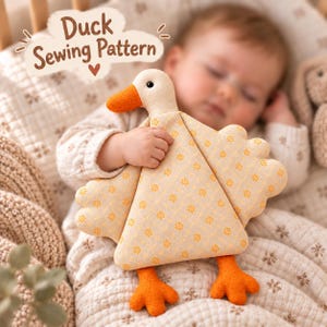 Naaipatroon voor een knuffeleendje (PDF) | Knuffeldekentje voor baby's | Pluche eendje | Zacht speelgoedpatroon voor beginners | Cadeau voor de babykamer | Direct te downloaden