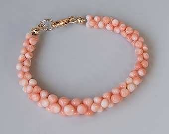 Natural Undyed Japanese Deep Sea Coral Bracelet with 14K Gold Filled Clasp